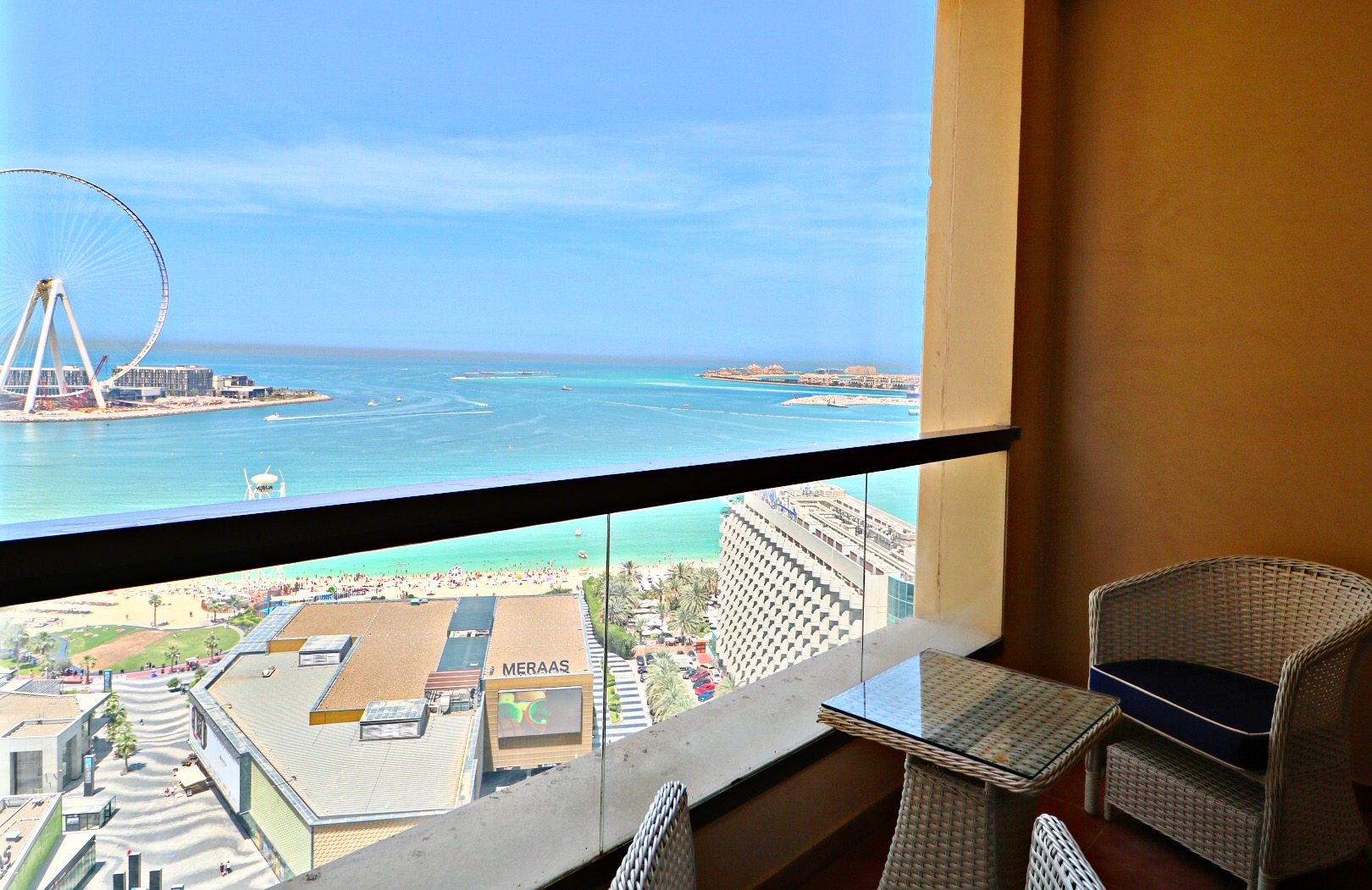 Balcony in vacation rental apartment for short stay in Bahar JBR Dubai
