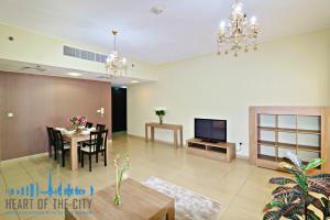 Living room in holiday apartment for short stay rental in Shams JBR Dubai